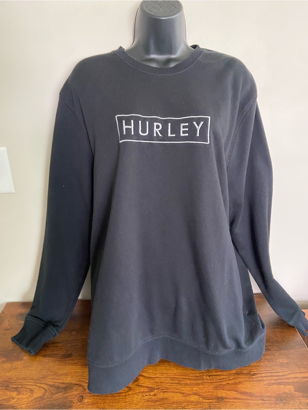 Hurley Black Crewneck Sweatshirt with White Logo